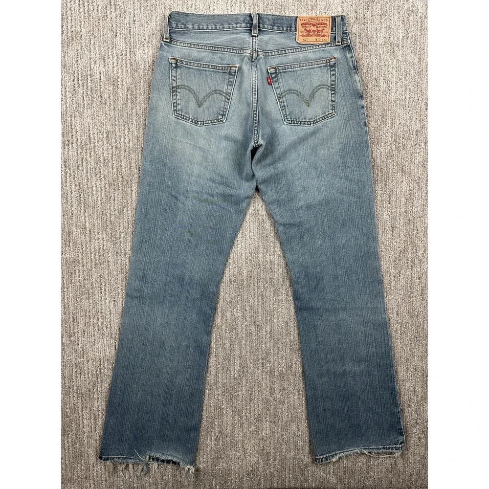 Levi's 527 Bootcut Jeans Mens 32x34 Blue Faded Distressed Thrashed Denim Grunge